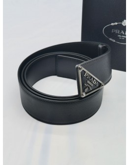 PRADA BLACK SAFFIANO LEATHER BELT SIZE 40/100 -FULL SET- 