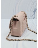 (LIKE NEW) CHANEL CHEVRON NUDE PINK LAMBSKIN LEATHER MINI RETANGULAR GOLD HARDWARE CHAIN FLAP BAG YEAR 2017