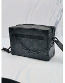 (LIKE NEW) 2023 MICROCHIP LOUIS VUITTON SOFT TRUNK MONOGRAM ECLIPSE CANVAS AND BOASTS MATTE BLACK CHAIN BAG