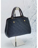 2023 MICROCHIP LOUIS VUITTON MONTAIGNE BB BAG MIDNIGHT BLUE MONOGRAM EMPREINTE LEATHER HANDLE BAG WITH REMOVABLE STRAP -FULL SET-