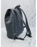 (UNUSED) 2024 CHRISTIAN DIOR SADDLE BACKPACK WITH FLAP IN DEEP GREY GRAINED CALFSKIN LEATHER WITH CONTRASTING TOPSTITCHING -FULL SET-