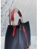 LOUIS VUITTON NEONOE BLUE EPI LEATHER BUCKET BAG WITH RED LEATHER TRIM 