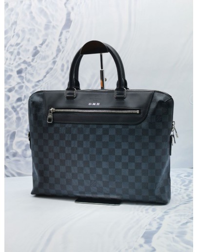 LOUIS VUITTON PORTE-DOCUMENTS JOUR MM BLUE DAMIER GRAPHITE CANVAS WITH BLACK LEATHER  