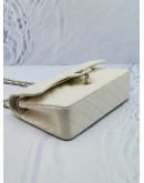 CHANEL MEDIUM DOUBLE FLAP WHITE CAVIAR LEATHER SILVER CHAIN SHOULDER BAG 