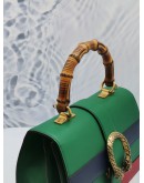 GUCCI DIONYSUS BAMBOO MEDIUM MULTICOLOR LEATHER BAG IN GREEN / RED SIGNATURE WEB WITH STRAP