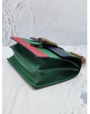 GUCCI DIONYSUS BAMBOO MEDIUM MULTICOLOR LEATHER BAG IN GREEN / RED SIGNATURE WEB WITH STRAP