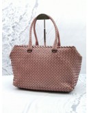 BOTTEGA VENETA PINK INTRECCIATO LEATHER BOWLING BAG 