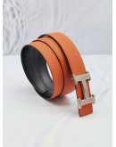 HERMES H BELT BUCKLE ORANGE LEATHER REVERSIBLE BELT 32MM WITH PALLADIUM HARDWARE -FULL SET-