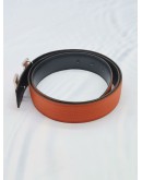 HERMES H BELT BUCKLE ORANGE LEATHER REVERSIBLE BELT 32MM WITH PALLADIUM HARDWARE -FULL SET-