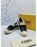 FENDI KARL LOVES STUDDED KARLITO WHITE LEATHER SKATE SNEAKERS SIZE 39 -FULL SET-