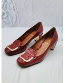 FENDI RED PATENT LEATHER HEELS SLIP ON SIZE 37