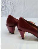 FENDI RED PATENT LEATHER HEELS SLIP ON SIZE 37