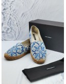 DOLCE & GABBANA BLUE / WHITE MAIOLICA PRINT CANVAS SLIP ON ESPADRILLES SIZE 40 -FULL SET-