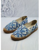 DOLCE & GABBANA BLUE / WHITE MAIOLICA PRINT CANVAS SLIP ON ESPADRILLES SIZE 40 -FULL SET-