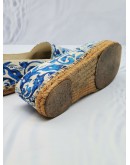 DOLCE & GABBANA BLUE / WHITE MAIOLICA PRINT CANVAS SLIP ON ESPADRILLES SIZE 40 -FULL SET-