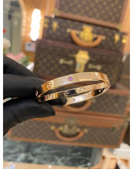 (UNUSED) CARTIER DOUBLE LOVE BRACELET SIZE 16 LIMITED EDITION DIAMONDS WITH PINK SAPPHIRES 18K 750 ROSE GOLD YEAR 2016 -FULL SET-