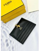 FENDI ROMA CARD HOLDER IN BLACK CALFSKIN LEATHER