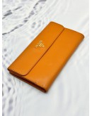 PRADA PORTAFOGLIO LACCIO 1M1133 LONG WALLET IN RAME ORANGE SAFFIANO LEATHER