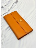 PRADA PORTAFOGLIO LACCIO 1M1133 LONG WALLET IN RAME ORANGE SAFFIANO LEATHER