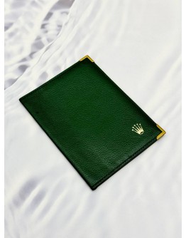 ROLEX PASSPORT HOLDER IN GREEN PEBBLED LEATHER