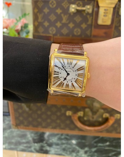 FRANCK MULLER MASTER SQUARE 18K 750 YELLOW GOLD 36MM QUARTZ YEAR 2007 WATCH -FULL SET-