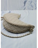 (LIKE NEW) 2023 CHANEL MOON LIGHT BEIGE QUILTED LAMBSKIN LEATHER SMALL HOBO CHAIN BAG -FULL SET-