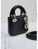 CHRISTIAN DIOR MICRO LADY DIOR BLACK CANNAGE LAMBSKIN LEATHER GOLD CHAIN BAG 