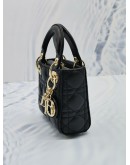 CHRISTIAN DIOR MICRO LADY DIOR BLACK CANNAGE LAMBSKIN LEATHER GOLD CHAIN BAG 