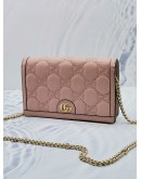 (LIKE NEW) 2024 GUCCI MATELASSE WALLET ON CHAIN ROSE BEIGE LEATEHR GOLD CHIAN BAG -FULL SET-