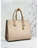 MICHAEL KORS MERCER LARGE TOTE BAG WITH STRAP IN SOFT PINK PEBBLED LEATHER