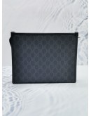 (UNUSED) GUCCI BLACK GG SUPREME CANVAS INTERLOCKING CLUTCH 