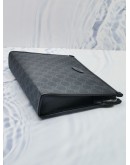 (UNUSED) GUCCI BLACK GG SUPREME CANVAS INTERLOCKING CLUTCH 