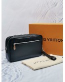 (LIKE NEW) LOUIS VUITTON BLACK TAIGA LEATHER KASAI CLUTCH -FULL SET-