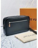 (LIKE NEW) LOUIS VUITTON BLACK TAIGA LEATHER KASAI CLUTCH -FULL SET-