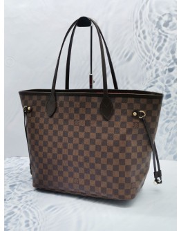 LOUIS VUITTON NEVERFULL MM BROWN DAMIER EBENE CANVAS TOTE BAG 