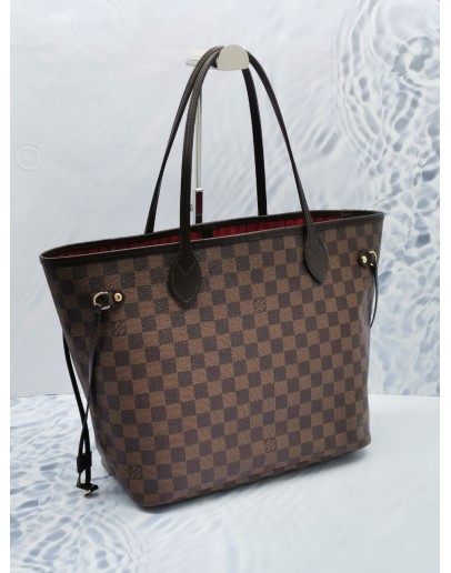 LOUIS VUITTON NEVERFULL MM BROWN DAMIER EBENE CANVAS TOTE BAG 