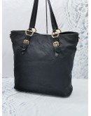 PRADA LARGE BLACK NYLON / LEATHER TRIM TOTE BAG WITH STRAP