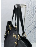 PRADA LARGE BLACK NYLON / LEATHER TRIM TOTE BAG WITH STRAP