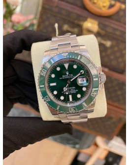 (LIKE NEW) ROLEX HULK SUBMARINER DATE REF 116610LV GREEN DIAL 40MM AUTOMATIC YEAR 2014 WATCH -FULL SET-