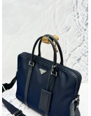 PRADA BRIEFCASE BAG IN BLUE TESSUTO AND SAFFIANO LEATHER