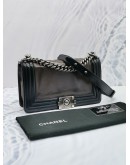 CHANEL CLASP REVERSO LE BOY MEDIUM CALFSKIN LEATHER GREY / BLACK CROSSBODY FLAP BAG