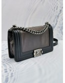 CHANEL CLASP REVERSO LE BOY MEDIUM CALFSKIN LEATHER GREY / BLACK CROSSBODY FLAP BAG