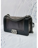 CHANEL CLASP REVERSO LE BOY MEDIUM CALFSKIN LEATHER GREY / BLACK CROSSBODY FLAP BAG