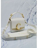 CHLOE C CROSSBODY BAG IN WHIE LEATHER GOLD HARDWARE 