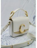 CHLOE C CROSSBODY BAG IN WHIE LEATHER GOLD HARDWARE 