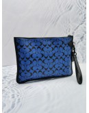 COACH CHARTER POUCH IN SIGNATURE LEATHER IN BLUE BLACK