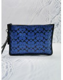 COACH CHARTER POUCH IN SIGNATURE LEATHER IN BLUE BLACK