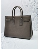 YSL SAINT LAURENT SMALL SAC DE JOUR HANDLE BAG IN GREY CALFSKIN LEATHER