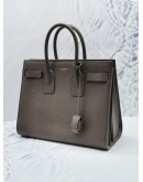 YSL SAINT LAURENT SMALL SAC DE JOUR HANDLE BAG IN GREY CALFSKIN LEATHER