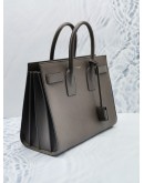 YSL SAINT LAURENT SMALL SAC DE JOUR HANDLE BAG IN GREY CALFSKIN LEATHER